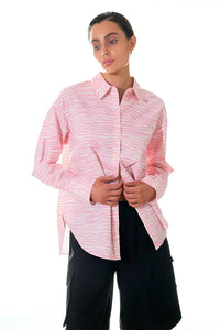 Zebra printed cotton shirt top by voglio.us, featuring a black and white zebra pattern and classic collar design.