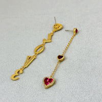 Wanita Store gold asymmetric love zircon earrings with romantic aura, high-grade design, perfect for special interest fashion jewelry.
