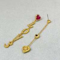 Wanita Store gold asymmetric love zircon earrings with romantic aura, high-grade design, and elegant, special interest jewelry style
