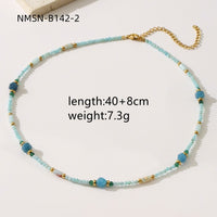 Blue natural stone beaded necklace for women featuring court star design, lightweight and luxurious with minority-inspired beads.