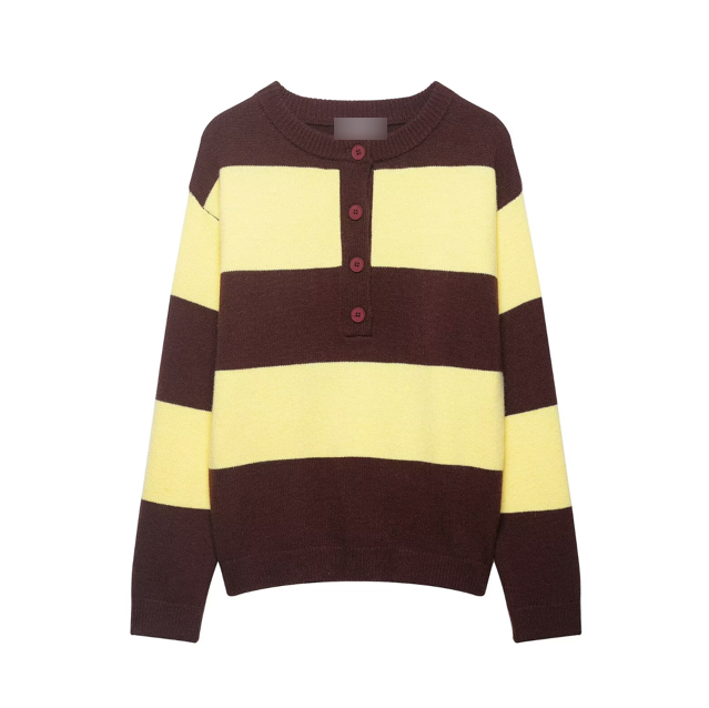 Wanita Store spring casual loose fit stripe knit pullover with round neck, lightweight and comfortable for everyday wear