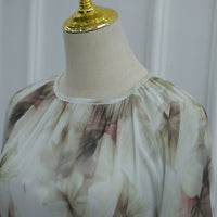Watercolour Print Double-Layer Flared-Sleeve Maxi Dress(MS479)