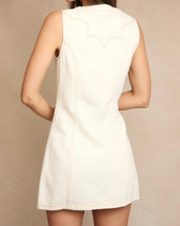 Cordell Women's denim dress by Western Vogue Boutique, featuring classic denim fabric, sleeveless design, and casual style.