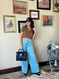 Women’s Bray Top in Mocha from Western Vogue Boutique, featuring a stylish summer top with a relaxed fit and sleeveless design.