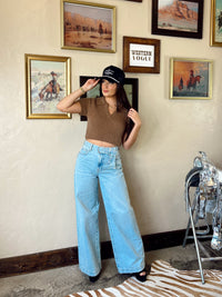 Western Vogue Boutique Bray Mocha Top for women, stylish summer women's top with sleeveless design and trendy fit.