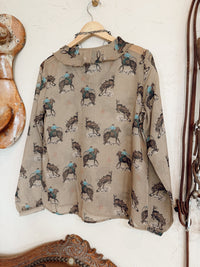 Western Vogue Boutique Tasha Polizzi Ina Top, stylish women's Western-style blouse with intricate patterns and comfortable fit.