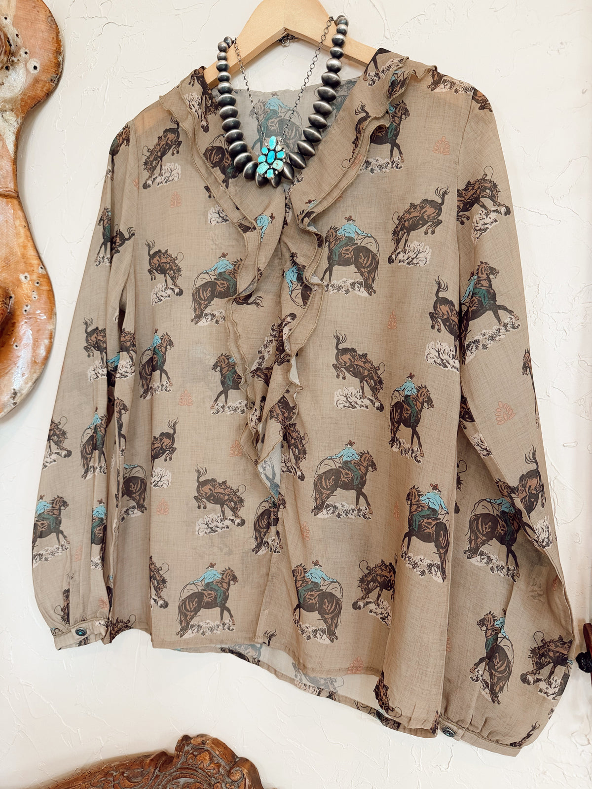 Western Vogue Boutique Tasha Polizzi Ina Top, stylish women's Western blouse with intricate embroidery and boho design.