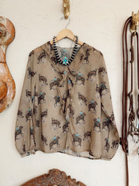 Western Vogue Boutique Tasha Polizzi Ina Top, stylish women's western blouse with intricate embroidery and boho design.