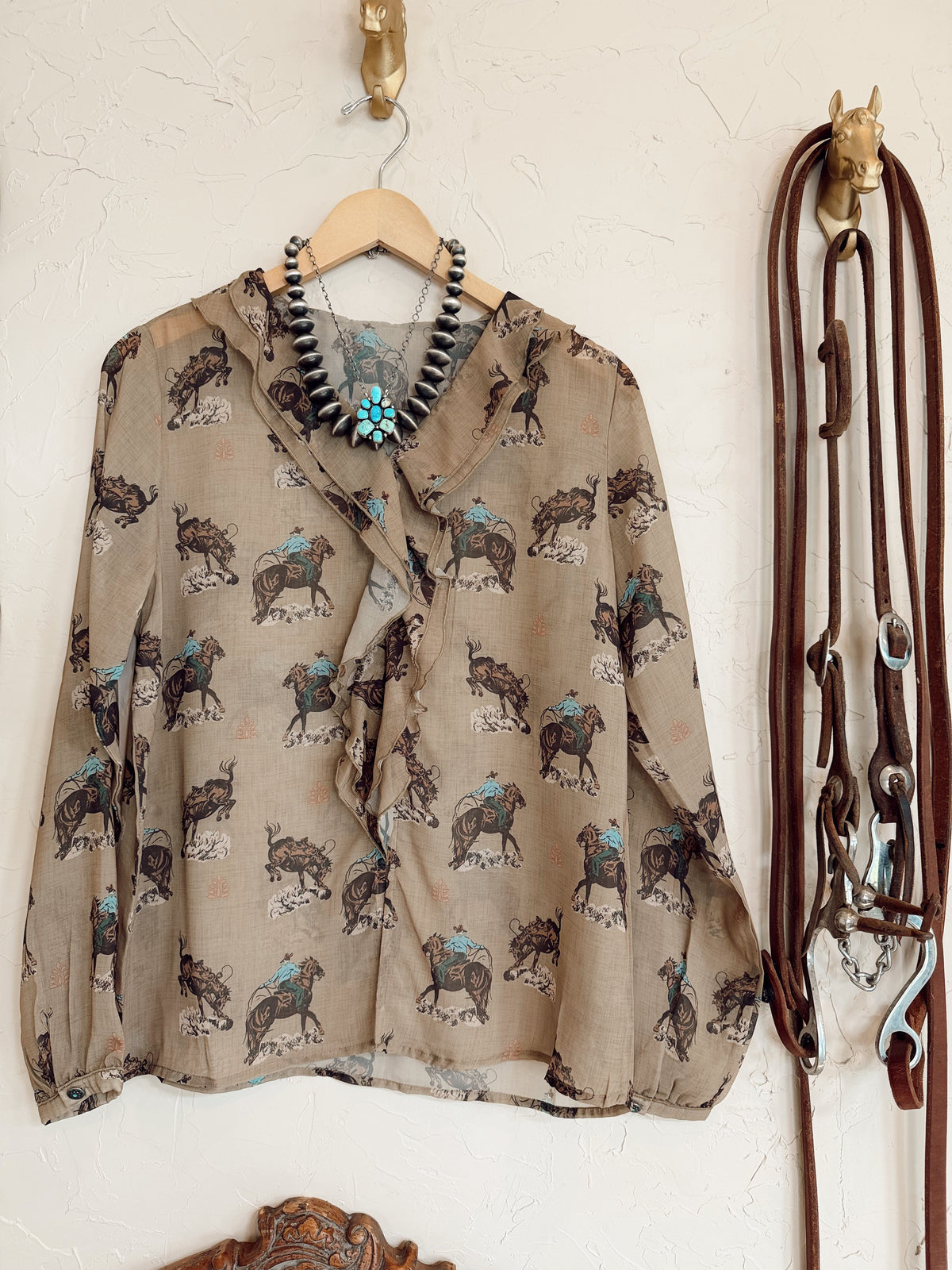 Western Vogue Boutique Tasha Polizzi Ina Top, stylish women's western blouse with embroidery and relaxed fit.