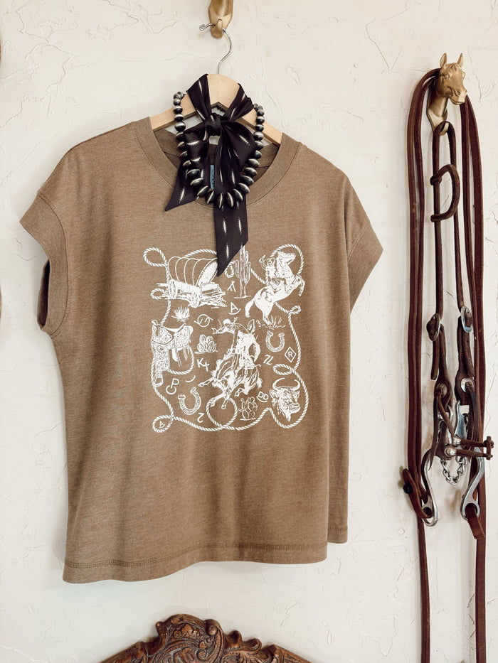 Western Vogue Boutique Western Icons T-Shirt, casual top with Western-inspired graphic design and comfortable fit.