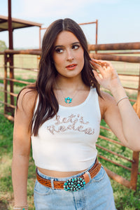 Western Vogue Boutique Let's Rodeo Tank Top, XS size, casual sleeveless western-style top with rodeo-themed design.