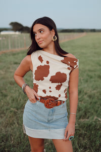 Western Vogue Boutique Old Athens women's top, casual sleeveless blouse in soft fabric, styled with a relaxed fit.