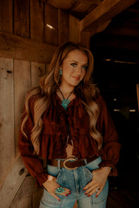 Western Vogue Boutique Beckett Summer Western Girl Top, lightweight casual blouse with western-inspired details, front view.