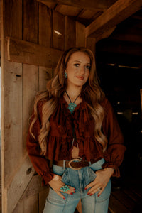 Western Vogue Boutique Beckett Summer Western Girl Top, stylish girls' top with western-inspired design and lightweight fabric.