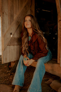 Western Vogue Boutique Beckett Summer Western girl top, lightweight and casual, featuring western-inspired design and soft fabric.