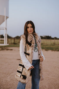 Western Vogue Boutique Bellaire Sweater, stylish knit top in neutral color, displayed on a hanger.
