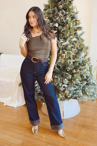 Western Vogue Boutique Opia Top Bodysuit showcasing a fitted, stylish tops design in a close-up view.