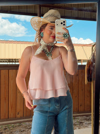 Western Vogue Boutique The Potter Pink Top, stylish women's pink sleeveless top with a flattering fit and soft fabric.