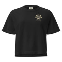 Black women's heavyweight boxy t-shirt featuring the Hell Raiser Crop design from Wild Cactus Boutique.