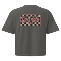 Women's checkered crop top from Wild Cactus Boutique featuring a boxy fit and heavyweight fabric, shown from the back.