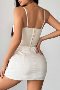 Beige Wild Honey Lace Corset crop top from Wild Cactus Boutique with intricate lace details and fitted design.