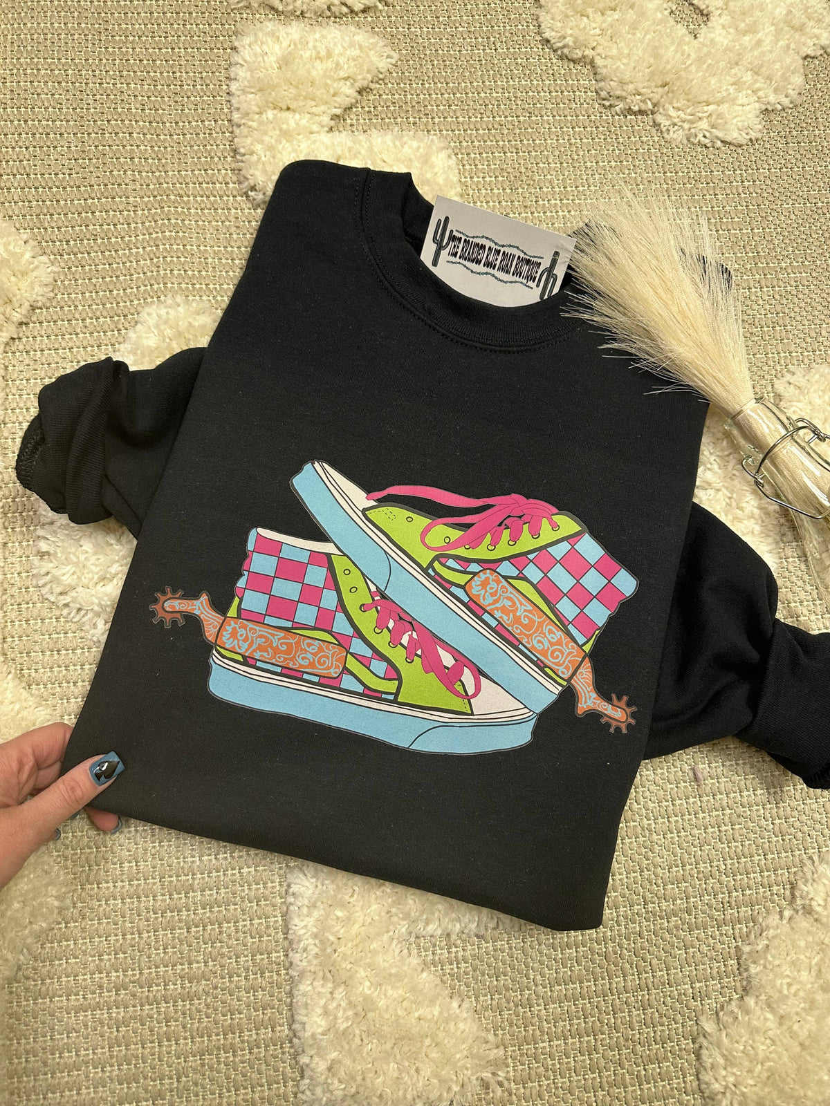 Neon Off The Wall Western graphic tee pullover by Wild Cactus Boutique, featuring bold western-themed neon graphic design.
