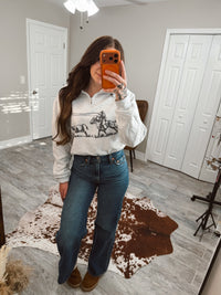 Women's Roper Quarter Greek Sweatshirt jacket by Wild Cactus Boutique, featuring a stylish Greek-inspired design and comfortable fit.