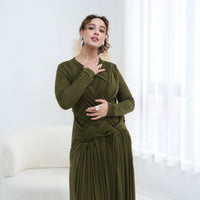 Woven Cross-Strap Bodice Mesh Maxi Dress(MS454)