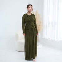 Woven Cross-Strap Bodice Mesh Maxi Dress(MS454)