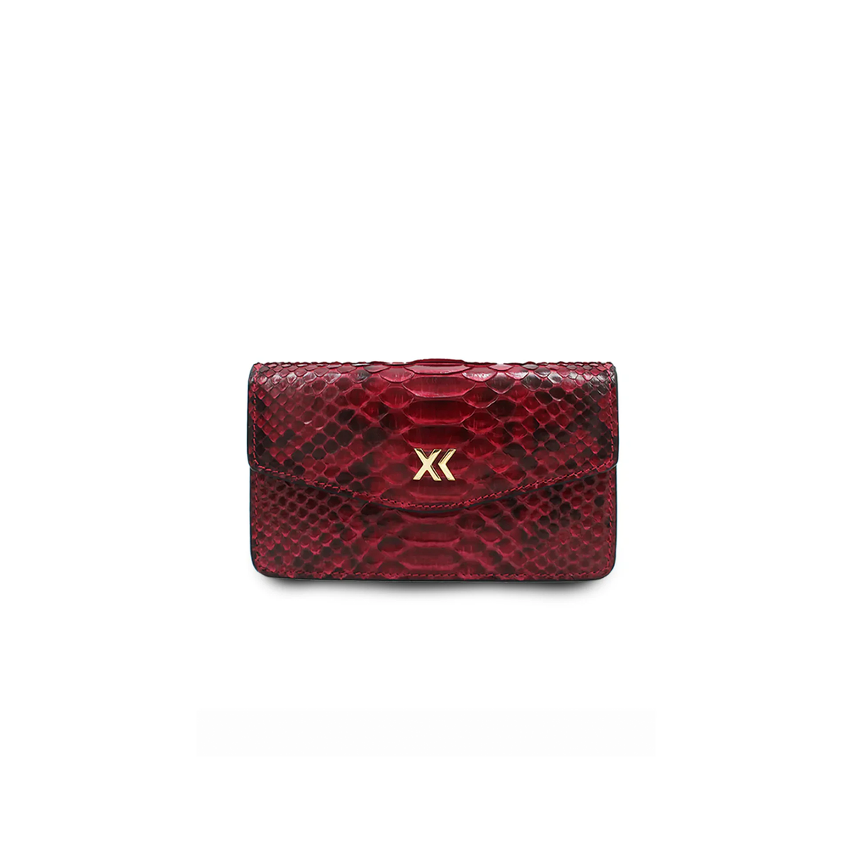 Ximena Kavalekas The Met Clutch in wine color, featuring a sleek design and front detail, perfect for elegant occasions.