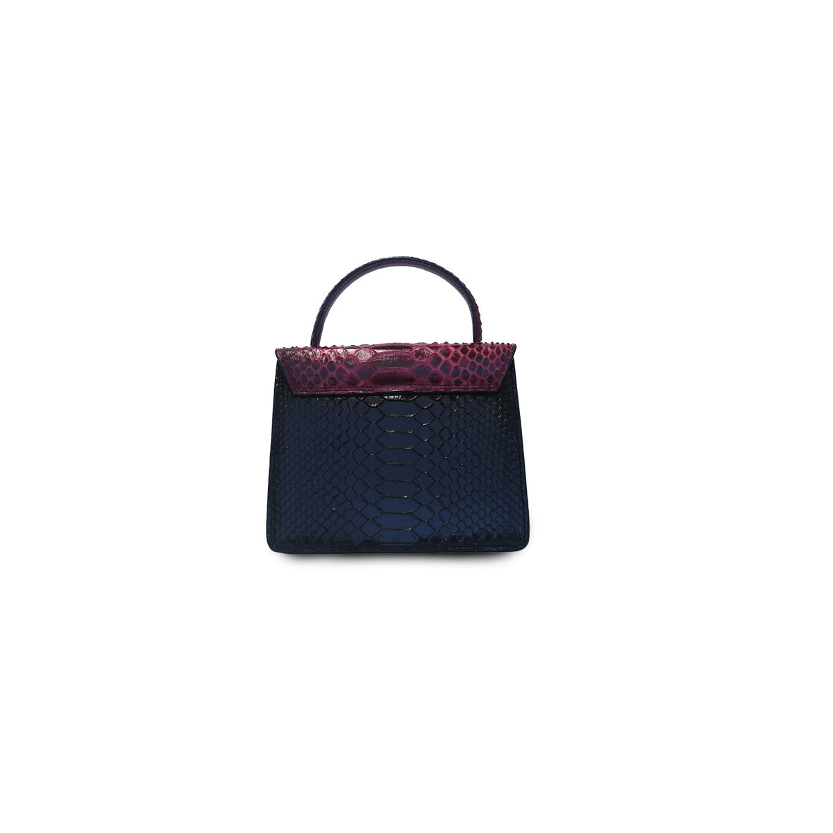 Emma handbag in wine and black by Ximena Kavalekas, featuring a stylish, structured design with dual-tone leather and elegant hardware.