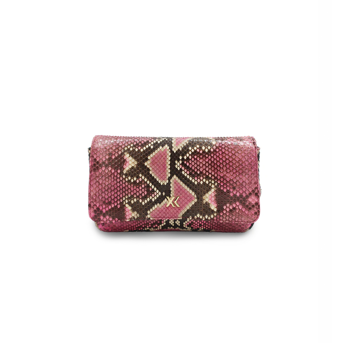 Ximena Kavalekas Enzo handbag in Electra Pink, front view showcasing sleek design and vibrant color.